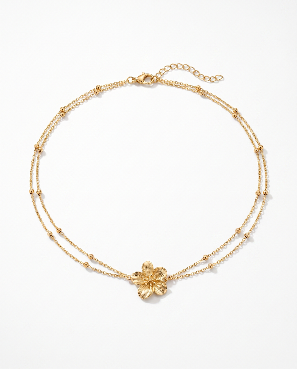 Calla flower gold belly chain — double beaded chain