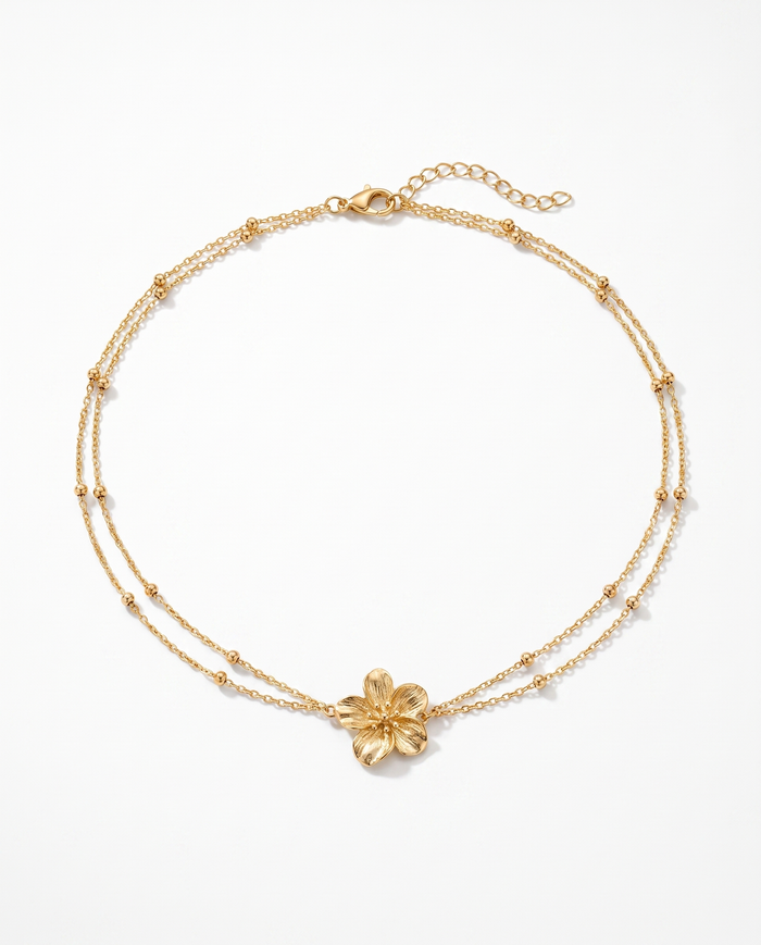 Calla flower gold belly chain — double beaded chain
