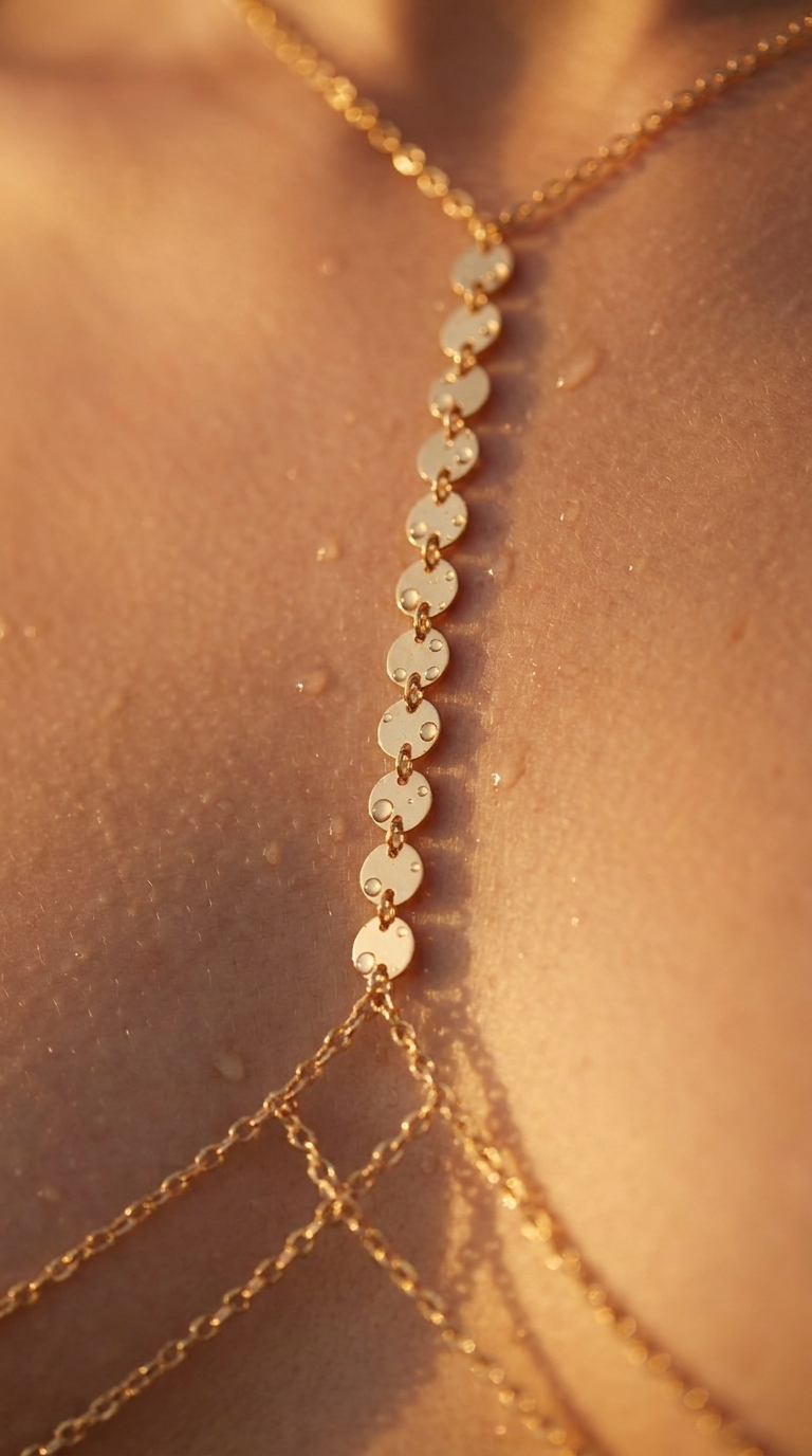 Cascata Body Chain macro detail — disc column